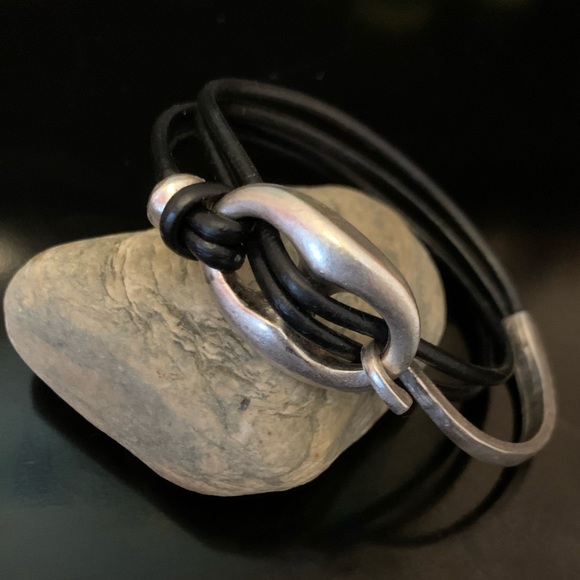 Jewelry - Silver and Leather Wrap Bracelet